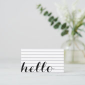 White einfache Schar elegant minimalist „hello“ Visitenkarte (Stehend Vorderseite)