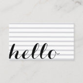 White einfache Schar elegant minimalist „hello“ Visitenkarte (Vorderseite)