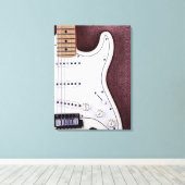 White Electric Gitarre 2 Leinwanddruck (Insitu (Holzboden))