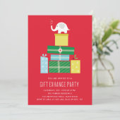 White Elefant Geschenk-Austausch Party Invite_Berr Einladung (Stehend Vorderseite)