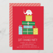 White Elefant Geschenk-Austausch Party Invite_Berr Einladung (Vorne/Hinten)