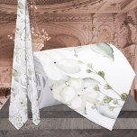White Elegance First Spring Florals Wedding Krawatte<br><div class="desc">Eine ganz weiße Hochzeitshalsbinde mit Aquarellen,  Rose,  Eukalyptusblüten und Sprotten von blumengeschmückter Eleganz auf einem soliden,  weißen Hintergrund.</div>