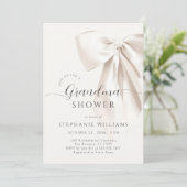 White Elegant Bow Grandma Dusche Einladung (Stehend Vorderseite)