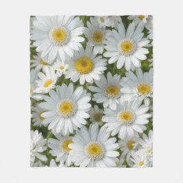 White Elegant Daisies Fleecedecke