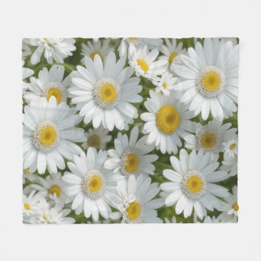 White Elegant Daisies Fleecedecke (Vorderseite (Horizontal))