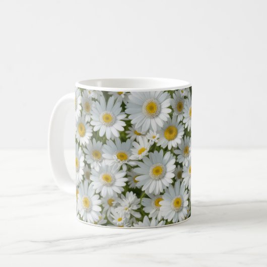 White Elegant Daisies Kaffeetasse (Vorderseite Links)