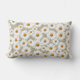 White Elegant Daisies Pattern Lendenkissen