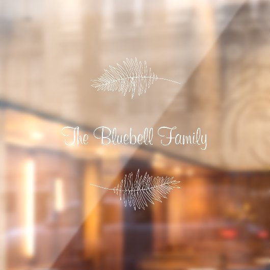 White Elegant Family Name Botanical Leaf Sticker (Blatt 2)