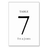 White Elegant Font Modern Formal Wedding Tischnummer (Rückseite)