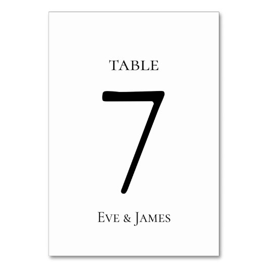 White Elegant Font Modern Formal Wedding Tischnummer (Rückseite)