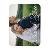 White Elegant Foto Wedding Vielen Dank Magnet (Vertikal)