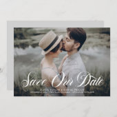 White Elegant Geblüht Script-Foto Save The Date (Vorne/Hinten)