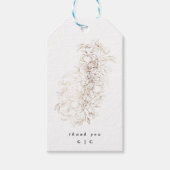 White Elegant Gezeichnet Botanical Monogram Weddin Geschenkanhänger (Vorderseite)