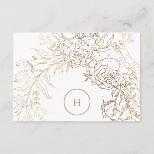White Elegant Gold Monogram Wreath Wedding RSVP Karte (Rückseite)