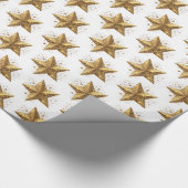 White Elegant Gold Stars Pattern New Year winter Geschenkpapier (Ecke)