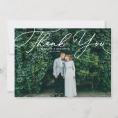White Elegant handgeschriebenes Script-Foto Hochze Dankeskarte (Vorderseite)