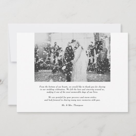 White Elegant handgeschriebenes Script-Foto Hochze Dankeskarte (Rückseite)