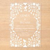 White Elegant Mexican Fiesta Wedding Acryleinladungen (Vorderseite)