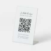 White Elegant Minimal Script QR Google Review Sockelschild (Vorderseite)