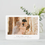 White Elegant Minimal Single Foto Hochzeit Dankeskarte (Stehend Vorderseite)