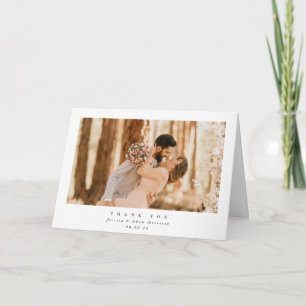White Elegant Minimal Single Foto Hochzeit Dankeskarte