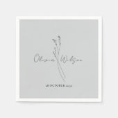 White Elegant Minimalist Botanical Serviette (Vorderseite)
