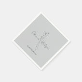 White Elegant Minimalist Botanical Serviette (Ecke)