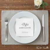 White Elegant Minimalist Botanical Serviette