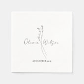 White Elegant Minimalist Botanical Serviette (Vorderseite)