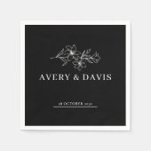 White Elegant Minimalist Botanical Serviette (Vorderseite)