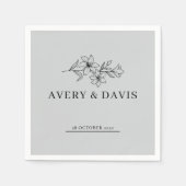 White Elegant Minimalist Botanical Serviette (Vorderseite)