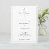 White Elegant Minimalist Botanical Wedding Einladung (Stehend Vorderseite)