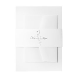 White Elegant Minimalist Botanical Wedding Einladungsbanderole