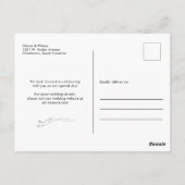 White Elegant Minimalist With Photo Save the Date Postkarte (Rückseite)