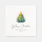 White Elegant Script Christmas Napkins Serviette (Vorderseite)