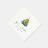 White Elegant Script Christmas Napkins Serviette (Ecke)