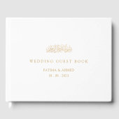 White Elegant Script Minimal Gold muslimische Hoch Gästebuch (Vorderseite)