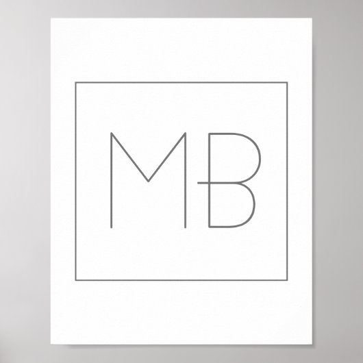 White Elegant Unique Monogrammed Poster (Vorne)