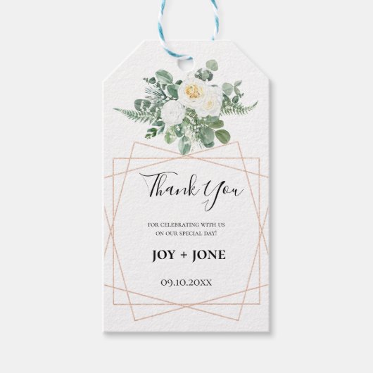 White Elegant Vielen Dank, dass Sie ein Geschenk b Geschenkanhänger (Vorderseite)