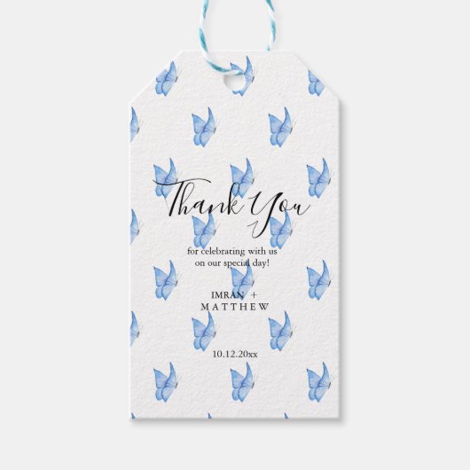 White Elegant Vielen Dank, dass Sie ein Geschenk b Geschenkanhänger (Vorderseite)