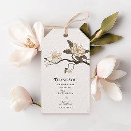 White Elegant Vintag Magnolia Wedding Vielen Dank Geschenkanhänger