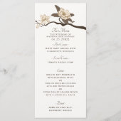 White Elegant Vintage Magnolia Wedding Menükarte (Vorderseite)
