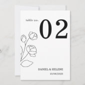 White Elegant Wedding Tischnummer Card (Vorderseite)