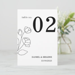 White Elegant Wedding Tischnummer Card