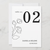 White Elegant Wedding Tischnummer Card (Rückseite)