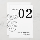 White Elegant Wedding Tischnummer Card (Vorne/Hinten)