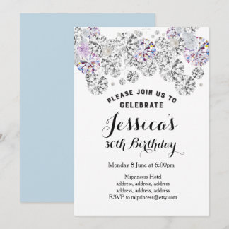 WHITE elegante Diamant, Glitzer Geburtstagseinladu Einladung