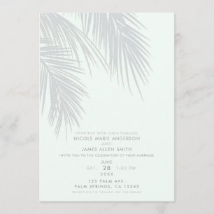 White Elegante Tropical Palm Tree Blätter Hochzeit Einladung