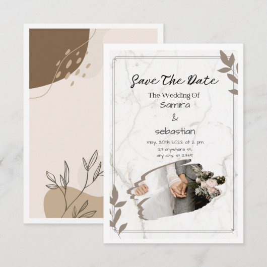 White Elegante Wedding Einladung (Vorne/Hinten)