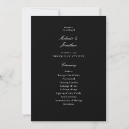 White Elegante Wedding Zeremony Program - Black Einladung